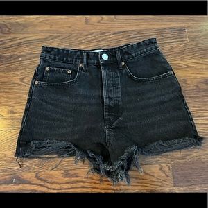 Zara high-rise black jean shorts